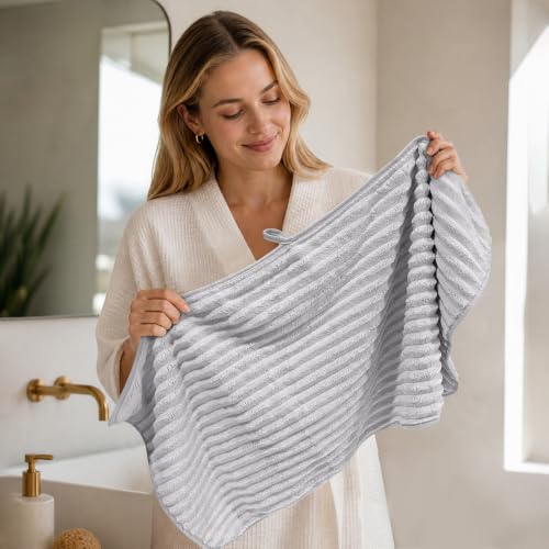 Extra Large Bath Towel Set 10 Piece, XL Bath Towels 35"x67" Oversized Bath Sheets, 280 GSM Microfiber Quick Dry Absorbent Towels, 5 Bath Sheets & 5 Hand Towels (Light Gray) - color: Light Gray, size: Bath towel 35" x 67"+hand towel 30"x13"
