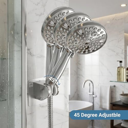 Adhesive Shower Head Holder, No Drill Wall Mount Adjustable Handheld Showerhead Bracket for Bathroom, RV, Kids Shower（Chrome） - style: Silver