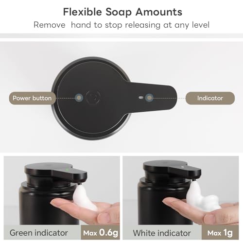 Automatic Foaming Soap Dispenser, Rechargeable Touchless Foam Hand Soap Dispenser for Bathroom, Soap Pump for Kitchen, Water-Resistant, Xmas Gift 10oz, Black - color: Black