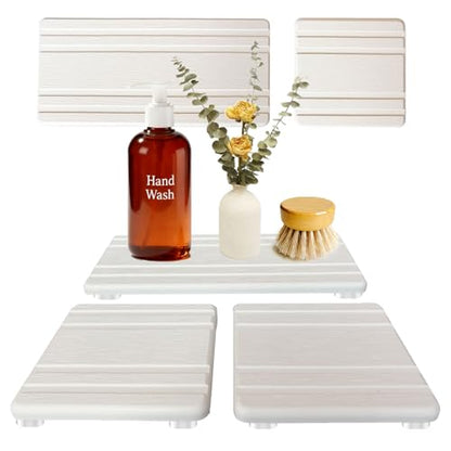 3PCS Water Absorbing Stone Tray, Quick Drying Diatomite Stone Sink Tray, Water Absorbent Diatomite Coasters for Kitchen Sink, Bathroom Counter Hand Soap Dish Toothbrush Holders - color: White