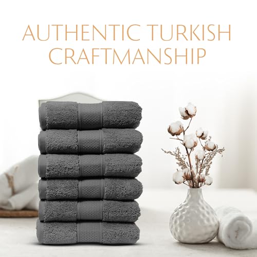 MAURA Grey Hand Towels for Bathroom. Luxury Turkish Cotton Bath Hand Towels Set of 6. Ultra-Soft, Thick & Plush - Space Gray - color: Space Gray, size: Hand Towel (6-Pack)