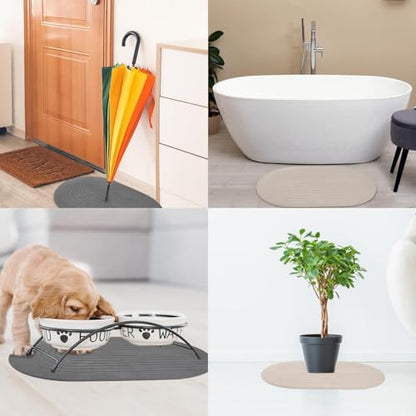 Elfcool Stone Bath Mat Diatomaceous Earth Shower Mat Non Slip Quick Dry Bath Stone Mat Super Absorbent Bathroom Floor Mat for Bathroom Kitchen Counter (Off White) - color: Off White