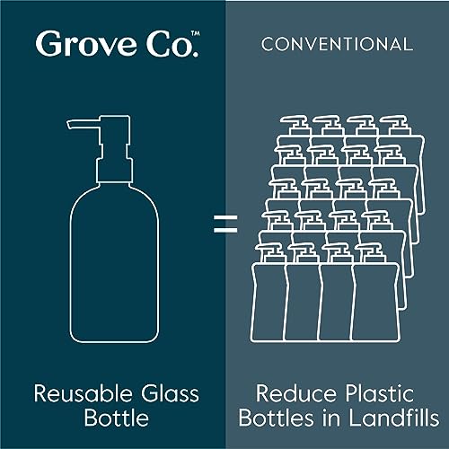 Grove Co. Foaming Soap Dispenser Set, 2 x 12oz Glass Bottles, Reusable | Pair with our Foaming Soap Refills; Stainless Steel Pump; No plastic waste; Reusable dispenser; Refill format - color: Clear, size: 24 Ounce ( Pack of 2)