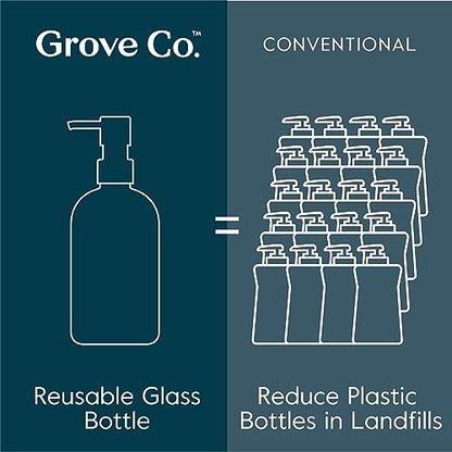 Grove Co. Foaming Soap Dispenser Set, 2 x 12oz Glass Bottles, Reusable | Pair with our Foaming Soap Refills; Stainless Steel Pump; No plastic waste; Reusable dispenser; Refill format - color: Clear, size: 24 Ounce ( Pack of 2)
