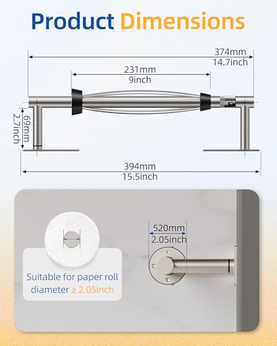 RUACQ Paper Towel Holder Under Cabinet, One Hand Tearing Paper Towel Holder with Damping Effect, Wall Mount & Adhesive Stainless Steel Paper Roll Holder for Kitchen Bathroom (Sliver) - color: Sliver, size: One Hand Tear - Rectangle