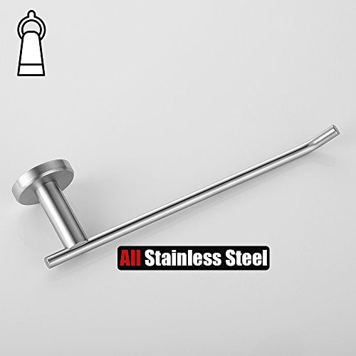 JQK Hand Towel Bar, Stainless Steel Towel Ring for Bathroom, 9 Inch Necklace Holder Brushed Finish Wall Mount, TR100-BN - color: Brushed, size: 9 Inch (Right)