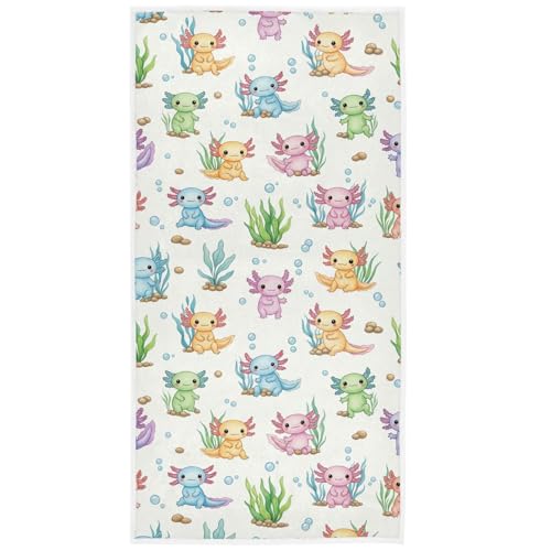 Pfrewn Watercolor Cute Axolotl Characters Hand Towels for Bathroom Kitchen Dish Hanging Towels for Bath Shower Soft Absorbent Guest Towel Home Decor 16x30 in - color: Multi9