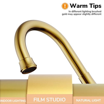 Brushed Gold Bathroom Faucets, Hurran 4 inch Centerset 2-Handle Lead-Free | Bathroom Sink Faucet with Pop-up Drain and Supply Lines, Stainless Steel Faucet for Vanity RV Restroom Laundry, 2 Pack - color: Brushed Gold X 2