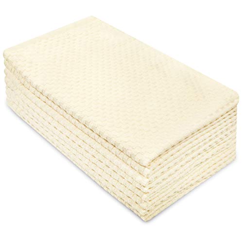 COTTON CRAFT Amazing Kitchen Towels - 8 Pack 100% Cotton Waffle Terry Towel | Ivory - 16x28 inch Euro Café Waffle Weave Dish Towels - Soft Absorbent Quick Dry Low Lint Reusable Pantry Bar Cleaning Cloth - color: Ivory, size: 8 Pack