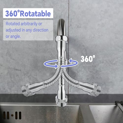 4.7" Flexible Faucet Hose with 3/4" Faucet Hose Adapter | Flexible Kitchen Sink Faucet Adapter to Garden Hose for Male 3/4 Inch & 55/64 Inch to 3/4 Inch GHT - color: Faucet Hose Adapter-C