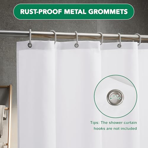 Biscaynebay Fabric Shower Curtain Liner 72x72 Inch-2 Pack White Waterproof Bathroom Curtains-Hotel Quality Soft Soild Polyester Standard Size Shower Liners Machine Washable