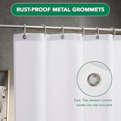 Biscaynebay Fabric Shower Curtain Liner 72x72 Inch-2 Pack White Waterproof Bathroom Curtains-Hotel Quality Soft Soild Polyester Standard Size Shower Liners Machine Washable
