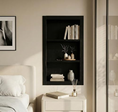 Shower Niche,14''x24'' Wood Recessed Wall Niche Medicine Cabinets 3-Tier | Bathroom Niche Wooden Shower Niche Black Niche Cabinets for Living Room Bathroom Storage - size: 3-Tier