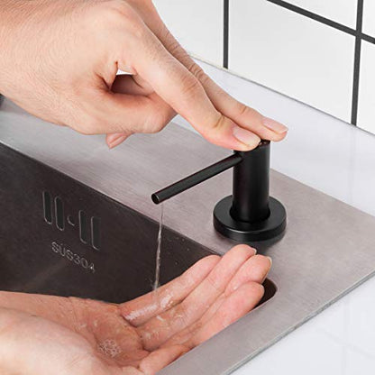 Matte Black Kitchen Sink Soap Dispenser GAPPO Countertop Pump Hand Lotion Built in Bottle Upgrade Stainless Steel Screw - color: Matte Black