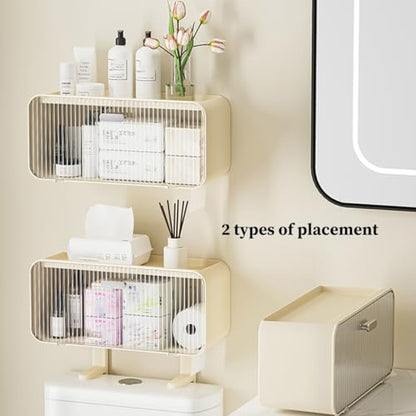 Over The Toilet Storage Shelf - Wall Mounted Organizer, Punch-Free Bathroom & Kitchen Rack, Space-Saving Above Toilet Solution for Home Storage & Bedroom Organization