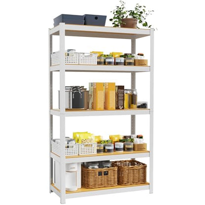 36" W x 16" D x 72" H Closet Storage Shelves,5 Tier White Metal Shelving Unit,Adjustable Heavy Duty Garage Shelves,Utility Rack Organizer Shelf for Kitchen Pantry Closet Garage - size: 36" W x 16" D x 72" H