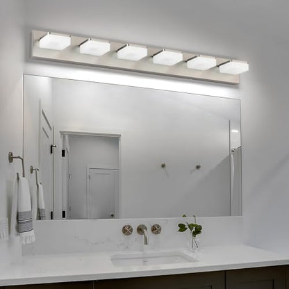 Brushed Nickel Vanity Lights for Bathroom 6-Light Vanity Lighting Fixtures for Mirror 39" Adjustable 5500K Modern LED Vanity Light Over Mirror, Bath Wall Lighting Fixtures - size: 6-Light,39Inch