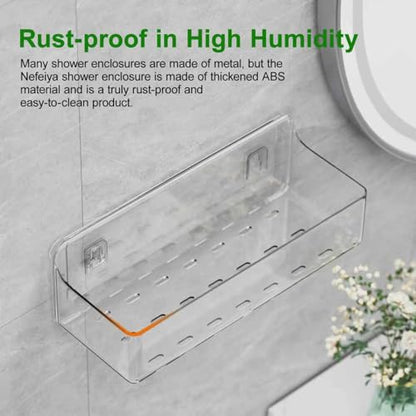 Adhesive Shower Caddy Shower Shelves Bathroom Organizer and Storage | 6 Pack，Rustproof，No Drilling，with Soap Holder，Clear，Acrylic， Large Capacity，Removable and Reusable，Plastics，Wall-Mounted - color: clear