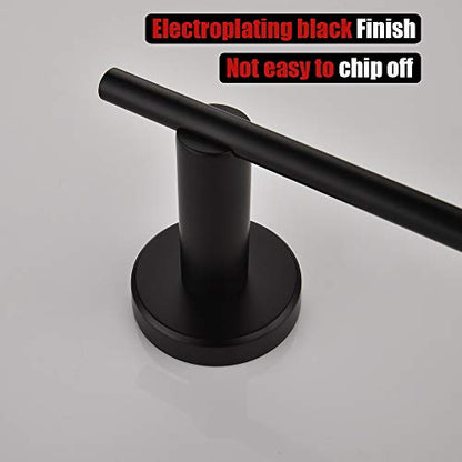 JQK Black Hand Towel Bar, Stainless Steel Towel Ring for Bathroom, 9 Inch Necklace Holder Matte Black Wall Mount Left Hand, TR101-PB - color: Black, size: 9 Inch (Left)
