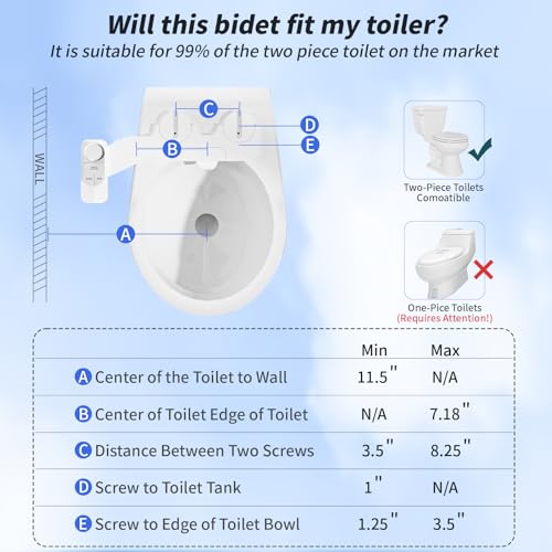 SAMODRA Non-Electric Bidet Attachment for Toilet – Self-Cleaning Dual Nozzle (Frontal & Rear Wash), Adjustable Water Pressure, Fits Most Toilets, Easy Installation (Classic White) - color: Classic White