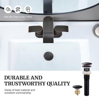 Pop up Sink Drain Stopper with Overflow Oil Rubbed Bronze for Bathroom Vessel Vanity Sink Art Basin，Big Cap Sink Drain with Overflow, Metal Pop-up Drain Strainer with Detachable Basket Stopper - color: Oil Rubbed Bronze, style: with overflow