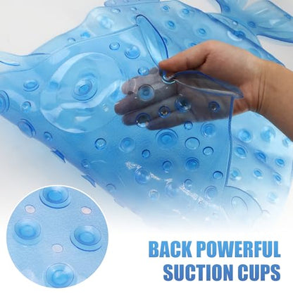 Bath Mat for Tub Non Slip – PVC Cute Bubble Fish Anti-Slip Safety ShowerTub, Massage Pad with Drain Holes Strong Suction Cups, Machine Washable, BPA-Free Bathroom Essentials