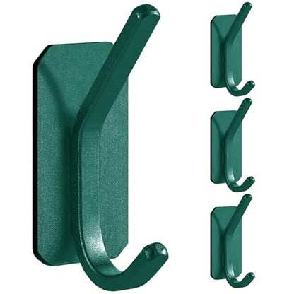Paoli Heavy Duty Adhesive Wall Hooks, 30 lb Max Load Waterproof Hooks for Bathroom Towels Coats Bags, No Drill Damage-Free for Renters Apartment Dorm, Matte Emerald, 4 Pack - color: Emerald