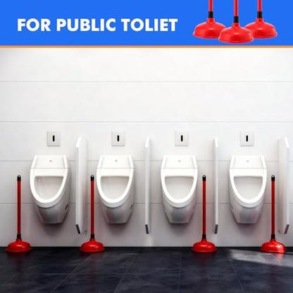 Reallnaive 24 Pack Toilet Plungers Bulk with 19.7 Inch Long Handle Force Suction Cup Rubber Plunger for Bathroom to Fix Clogged Toilets Drains (Red) - color: Red