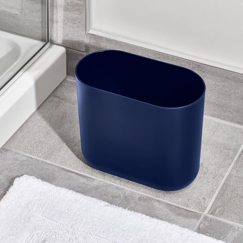 iDesign Small Slim Plastic Bathroom Trash Can, 2-Pack, Navy Blue | Garbage Can for Bedroom, Office, Desk, Dorm - color: Navy, style: Pack of 2