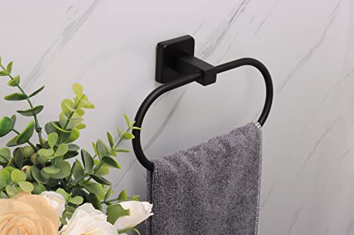 TocTen Towel Ring/Hand Towel Rack - Thicken SUS304 Stainless Steel Bathroom Hand Towel Holder Heavy Duty Unique Oval Hand Towel Hanger Wall Mounted for Bathroom Kitchen Sink (Matte Black) - color: Matte Black, size: 7.88 Inch without Shelf