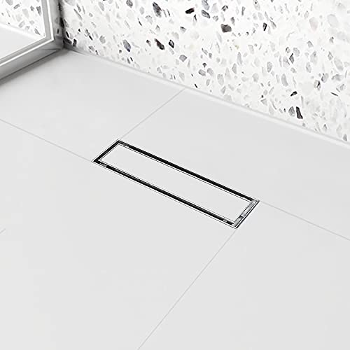 12"Linear Shower Drain Brushed Silver Drain with Tile Insert Grate | AISI 304 Stainless Steel Fast Drainage Rectangle Hidden Shower Trench,Detachable Hair Catcher Easy to install,Leveling Feet - color: Stainless Steel, size: 12 Inch (No Base)
