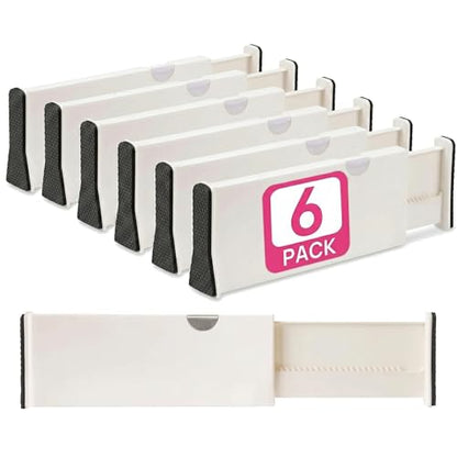 6 Drawer Organizer and Dividers, Organize Silverware and Utensils in Home Kitchen, Divider for Clothes in Bedroom Dresser, Designed to Not Snag Underwear and Bra Fabrics, Bathroom Storage Organizers - size: 4" Tall, 11"-17" Long, 6 Pack