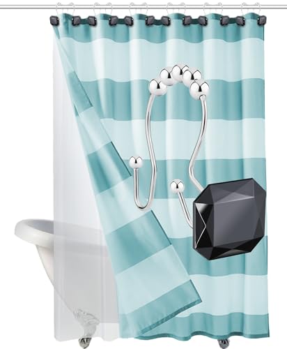 Shower Curtain Hooks Rings for Bathroom, 12PCS Double Hooks Glide Anti Rust Crystal Rhinestones Shower Curtain Rings Hangers for Shower Curtains, Clothing, Towels, etc. (Black) - color: Black