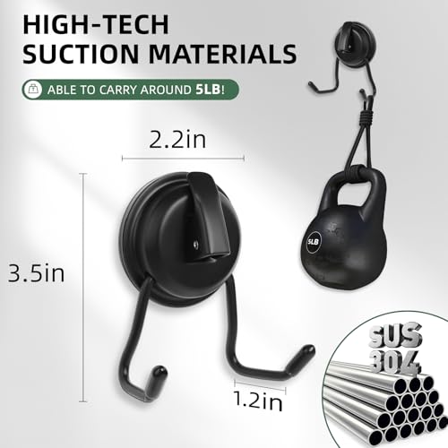 Stainless Still Suction Cup Hooks for Shower, Bathroom, Kitchen, Glass Door, Mirror, Tile – Loofah, Towel, Coat, Bath Robe Hook Holder,(2-PCS), Matte Black - color: Matte Black