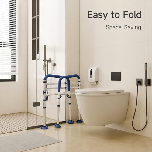 Toilet Safety Rails, Adjustable Bathroom Toilet Frame for Elderly and Handicap, Supports up to 350Lb