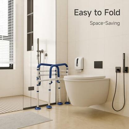 Toilet Safety Rails, Adjustable Bathroom Toilet Frame for Elderly and Handicap, Supports up to 350Lb