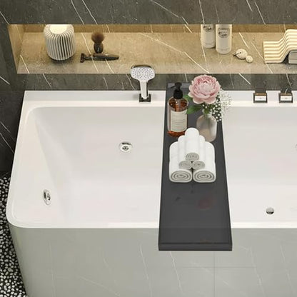 Acrylic Bathtub Tray, 29.9x7.9 Inch Bath Tray with 66lbs Capacity, 8mm Thick Spa Tub Shelf for Wine Book Tablet, Clear/Clear Black/Pure Black (Clear Black) - color: Clear Black