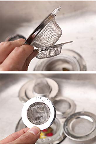 2 Pack - 2.13" Top / 1" Basket- Sink Strainer Bathroom Sink, Utility, Slop, Laundry, RV and Lavatory Sink Drain Strainer Hair Catcher. 1/16" Holes. Stainless Steel