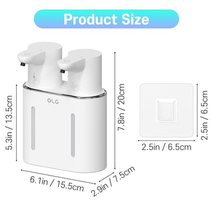 OLG Touchless Soap Dispenser - Automatic Hand - Dual Tank - 27 fl oz - Dish Detergent - Kitchen Bathroom - Foam and Liquid