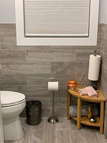 Premium Bamboo Shower Bench & Shower Stool with Storage Shelf… (CornerShape)