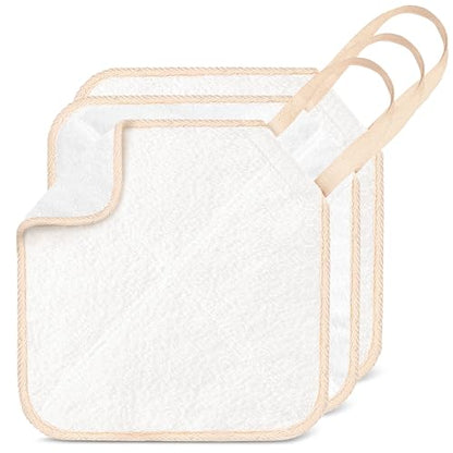 ZOMCHI Exfoliating Washcloth for Face and Body, Dual Function Wash Cloth with Soft and Rough Sides, Exfoliating Scrub Bath Towels, Washcloth with Loop (White, 3 Pack) - style: White, 3 Pack