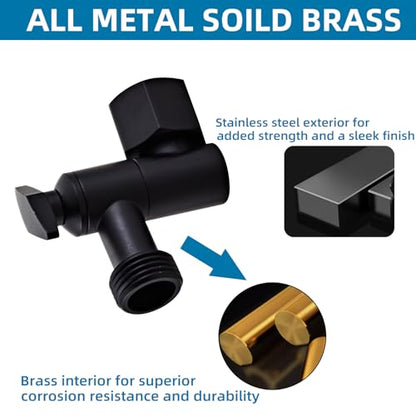 Shower Head Elbow Adapter, 360° Adjustable Stainless Steel Extension Arm, Rust-Resistant Shower Head Connector for Fixed and Rain Shower Heads (Black) - color: Black