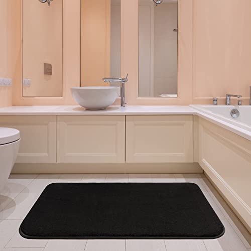 American Soft Linen 21x32 Fluffy Foamed Slip Reducer Bath Rug, Machine Washable Area Bath Mat Rugs for Bathroom, Black - color: Black, style: 21x32" Fluffy Foamed Bath Mat