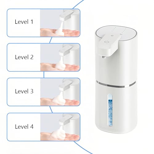 Tiiyee Automatic Foaming Soap Dispenser, 12.8oz/380ml Touchless Foam Dispenser USB Rechargeabled Wall Mounted Smart Dispensing 4 Gear Adjustable for Household Bathroom Kitchen Office Hands Free(Foam) - size: Foam