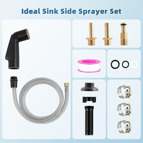 Universal Kitchen Sink Spray Attachment/Hose/Holder Set, Oil Rubbed Bronze | NSF/ANSI/CAN 372 Certified, Compatible with Moen/Delta Faucet, Kitchen Side Sprayer, Kitchen Sink Faucet Sprayer Replacement - color: Oil Rubbed Bronze, style: Sprayer Head/Hose/