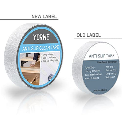 Yorwe Anti Slip Tape Transparent, More Clear and Comfortable Safety Track Tape (1" Width x 190" Long, Clear) - size: 1" Width x 190" Long