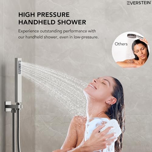 10" High-Pressure Rainfall Shower System with Handheld Spray, Wall Mount Bathroom Shower Faucet Set with Valve (Brushed Nickel) - color: Brushed Nickel
