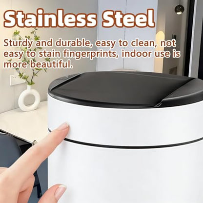 Garbage Can with Lid, Intelligent Sensor Opening (1, White) | Smart Trash Can for Living Room, Bedroom, Kitchen and Bathroom - color: White