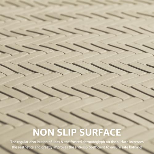 OTHWAY Bathtub Mat Non Slip, Extra Long Rubber Bath Mat for Tub, Machine Washable Shower Anti Slip Mat with 332 Strong Suction Cups (Brown, 36" x 17") - color: Brown, size: 36" x 17" (Rectangular)