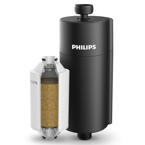 PHILIPS Shower Filter, Reduces Chlorine & Heavy Metals, AWP1775BK/37 | Shower Water Filter with NSF-Certified KDF, 3-Stage Filtration for Healthier Skin & Hair, High Pressure, Easy Installation - color: Black, size: Shower Filter Set